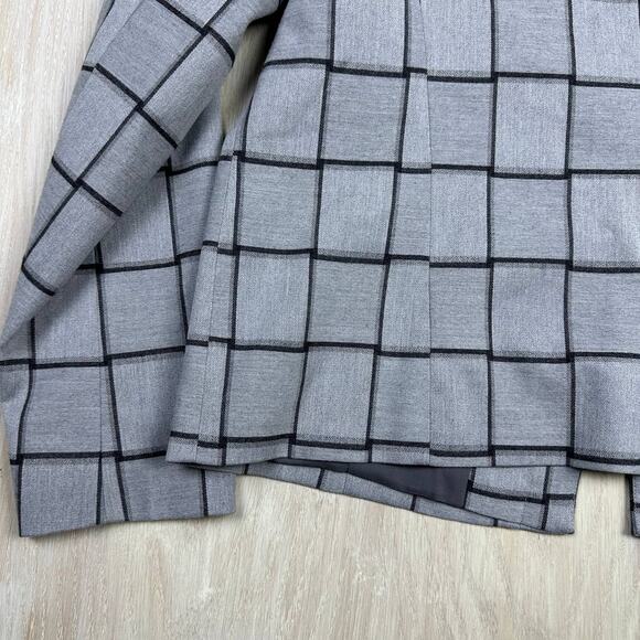 Halogen Gray Checkered Plaid Front Zipper Chic Casual Career Blazer Jacket XL - Picture 10 of 14